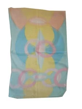 LS055 BLUE LIGHT YELLOW ORANGE CIRCLES RINGS 100 % SILK WRAP SCARF SHAWL OBLONG