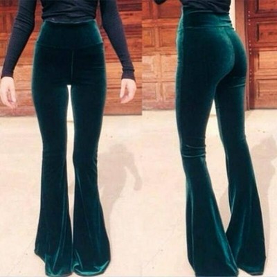 Women Flared Trousers Cross High Waist 