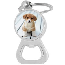 Corgi Puppy Dog Bottle Opener Keychain - Metal Beer Bar Tool Key Ring
