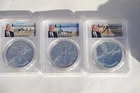 3 GEM UNC PCGS Silver Eagles 2020-1-2, *Signed by Q. David Bowers*