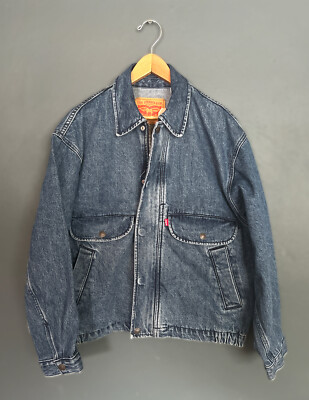 New! Levis Denim Trucker Bomber Blue Jean Jacket Vintage Style Coat Men’s  Small