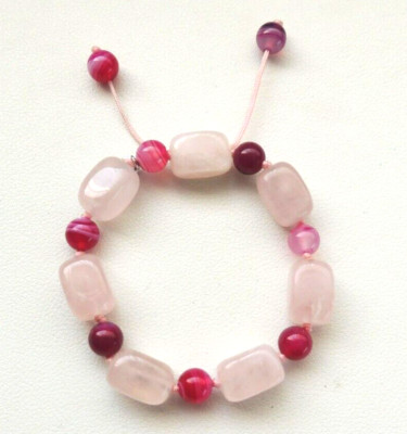 NEU LOLA ROSE QUADRATISCH OVAL ROSE & FUCSHIA QUARZ PERLEN HALBEDELSTEL ARMBAND