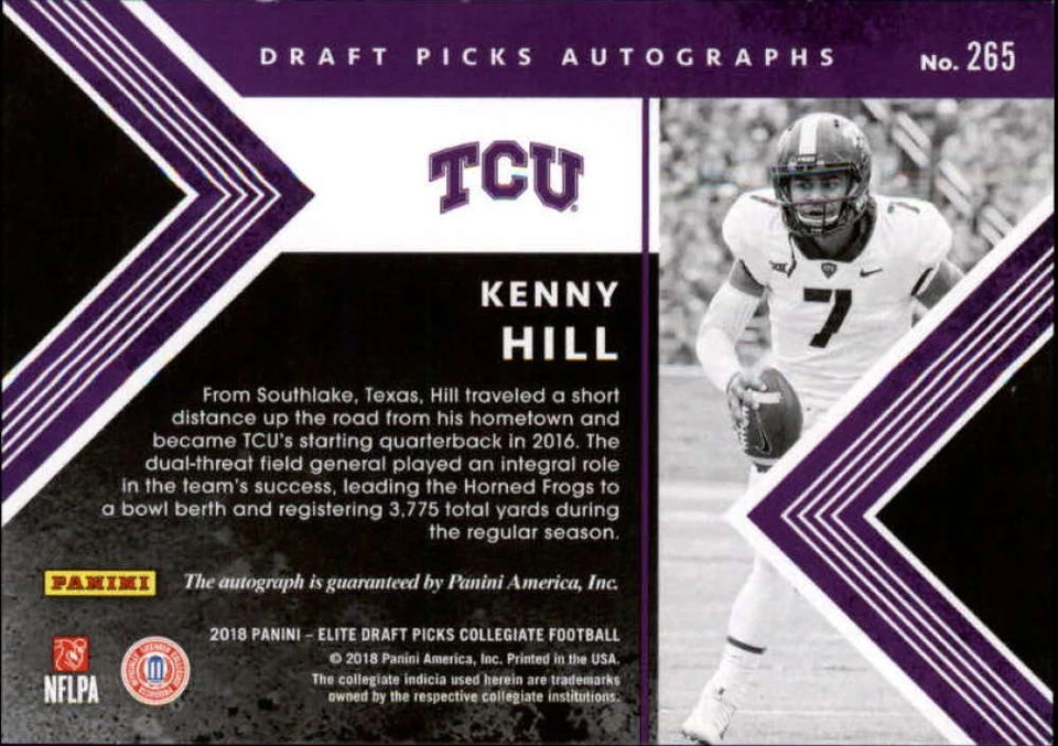 2018 Panini Elite Draft Picks Autograph Aspirations Kenny Hill RC AUTO 12/30 - Image 2 of 2