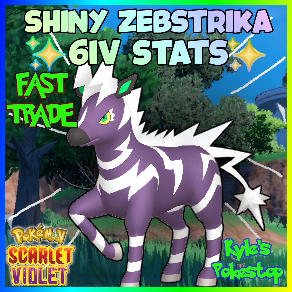 6IV SHINY ZEBSTRIKA POKEMON SCARLET & VIOLET 🚀FAST🚀BATTLE READY EV'D | eBay