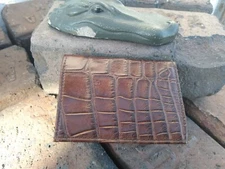 Wild Alligator Tri fold Short Wallet gator swamp skin leather hide Brn FB32