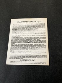 California games nes funco inserto manuale