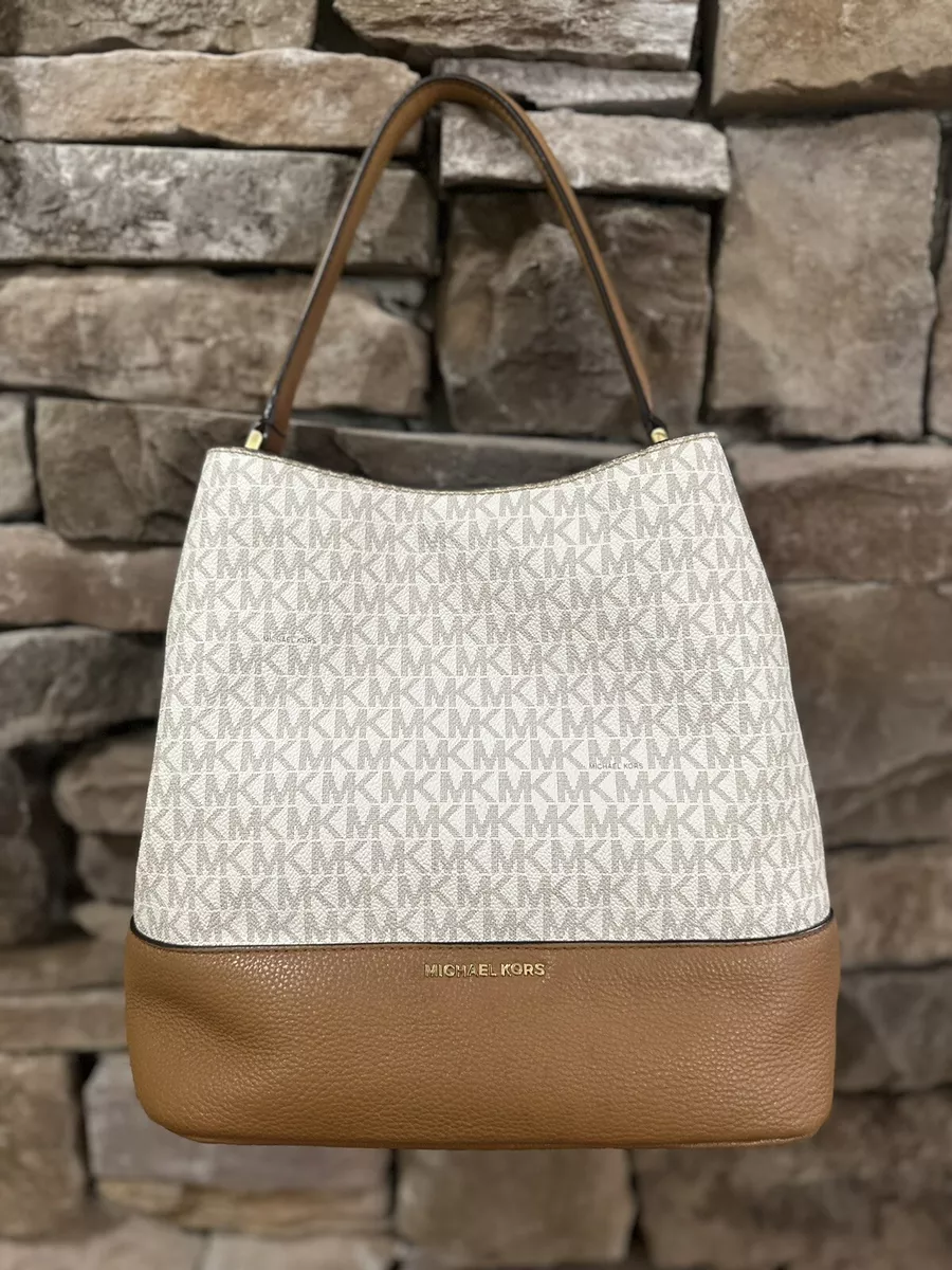 Michael Kors Signature Vanilla Acorn KIP Bucket Bag Hand or Shoulder Bag  Tassels | eBay