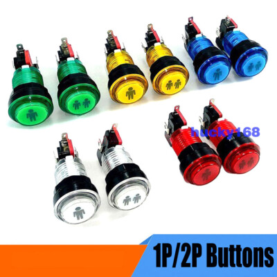 Arcade LED Buttons Push Kit 1P 2P Player Start for Raspberry JAMMA MAME Game New