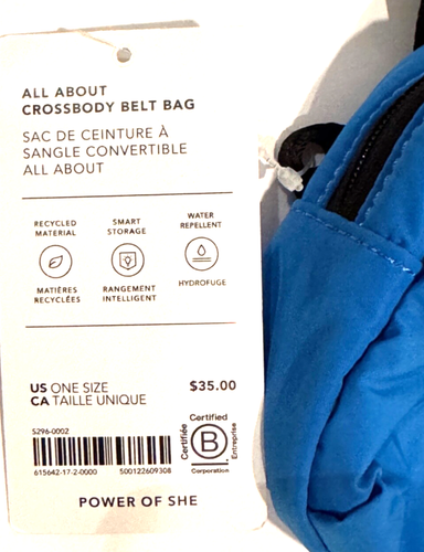 New Athleta All About Belt Bag Mini Crossbody Ultramarine Blue Water Repellent - Picture 4 of 4