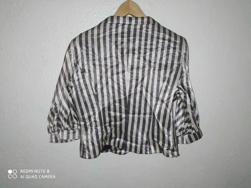 Blazer Chaqueta Top RED VALENTINO Rayas Satinado Brillante Cintura Talla 48 Foto 3 de 4