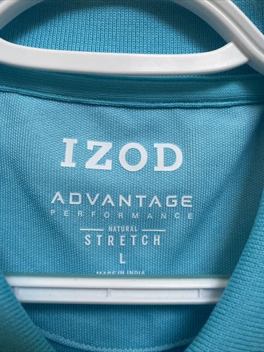 NEW IZOD Advantage Performance Stretch Polo Shirt Light Blue Men's Large NWT $50 - Picture 2 of 10