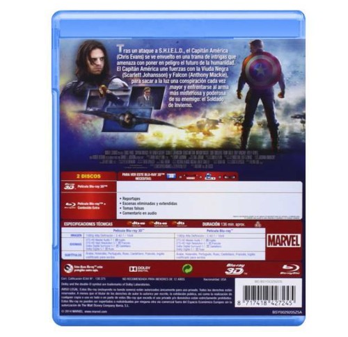 Capitán América:El Soldado de Invierno Blu-ray 3D + 2D REGION LIBRE.A-B-C (2014) - Imagen 2 de 2
