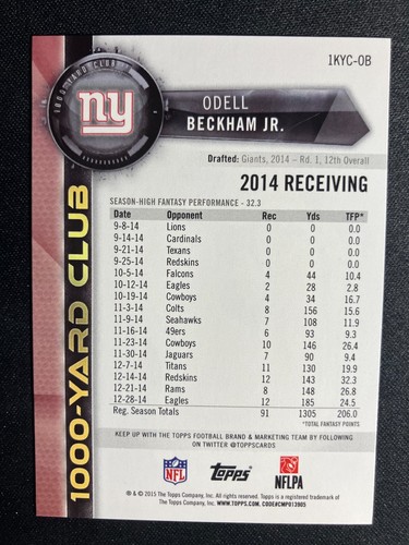 2015 Topps - 1000-Yard Club - YOU CHOOSE BULK DISCOUNTS WRs RBs TEs - Picture 38 of 46