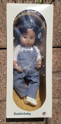 Vintage Sasha Baby Doll Baby Denim Playsuit Brown Hair Overalls 510 England,Mint