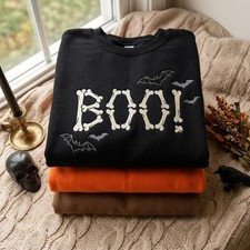 Spooky Boo Skeleton Halloween Sweatshirt