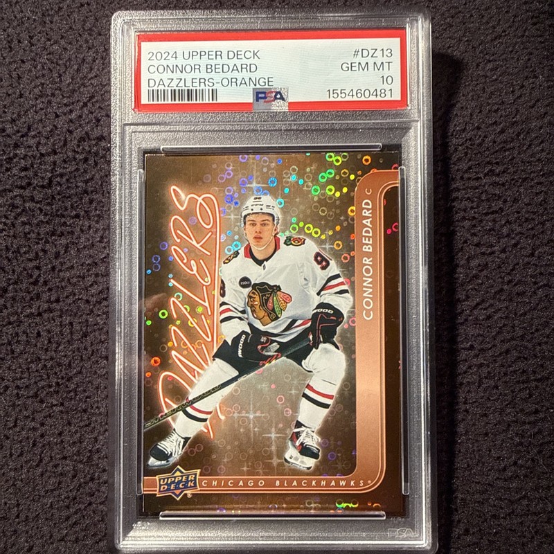 Connor Bedard PSA 10 Dazzlers Orange 2024 Upper Deck Chicago Blackhawks