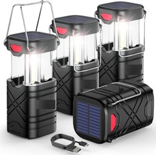 4 Pack Rechargeable Camping Lantern Solar Powered LED Portable Emergency Light