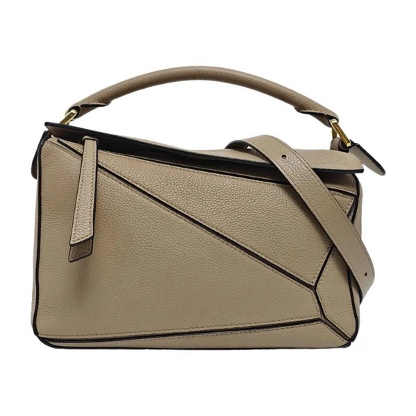 Loewe Puzzle Beige / soft brown Leather Shoulder Bag Top w gold hardware