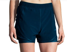 Brooks Womens Brooks Chaser Lined 5" 2-in-1 Shorts Ocean Drive Blue Size 2XL NWT