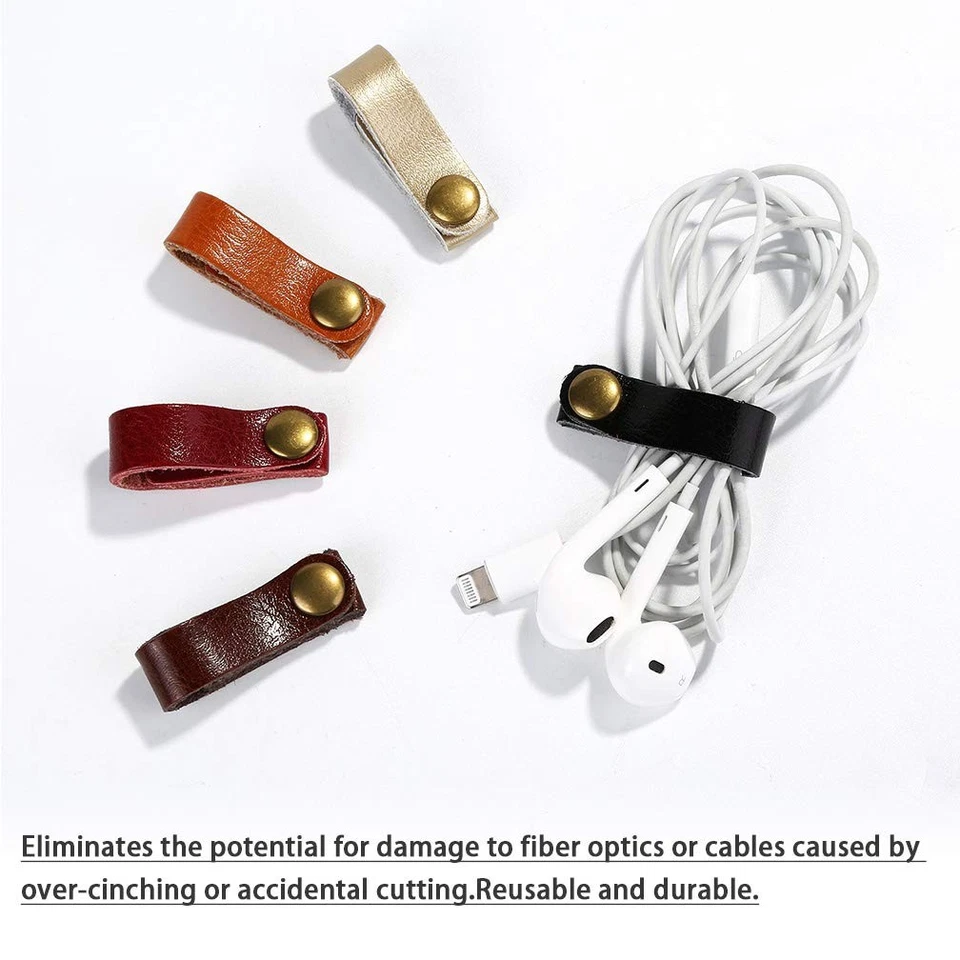 24 Pcs Leather Cable Straps Multi Color Handmade Leather Cord Organizer Porta... - Image 4 of 4