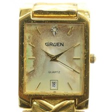 Gruen GRUEN Need repair Watch intage Rectangular Date Gold Color Gold GY11 /MQ