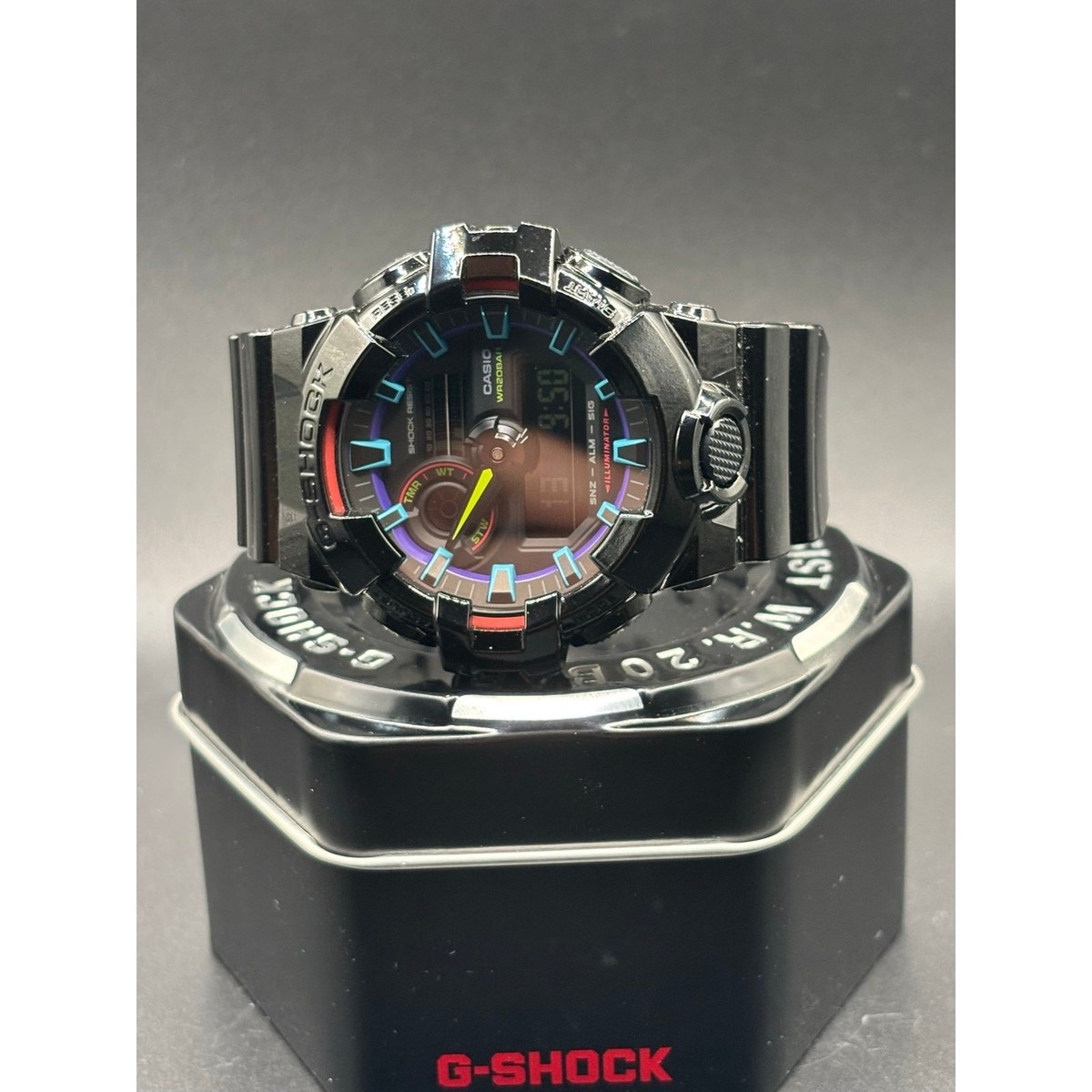 Casio G-Shock GA700RGB-1A Mens Virtual Rainbow Glossy Black 53mm