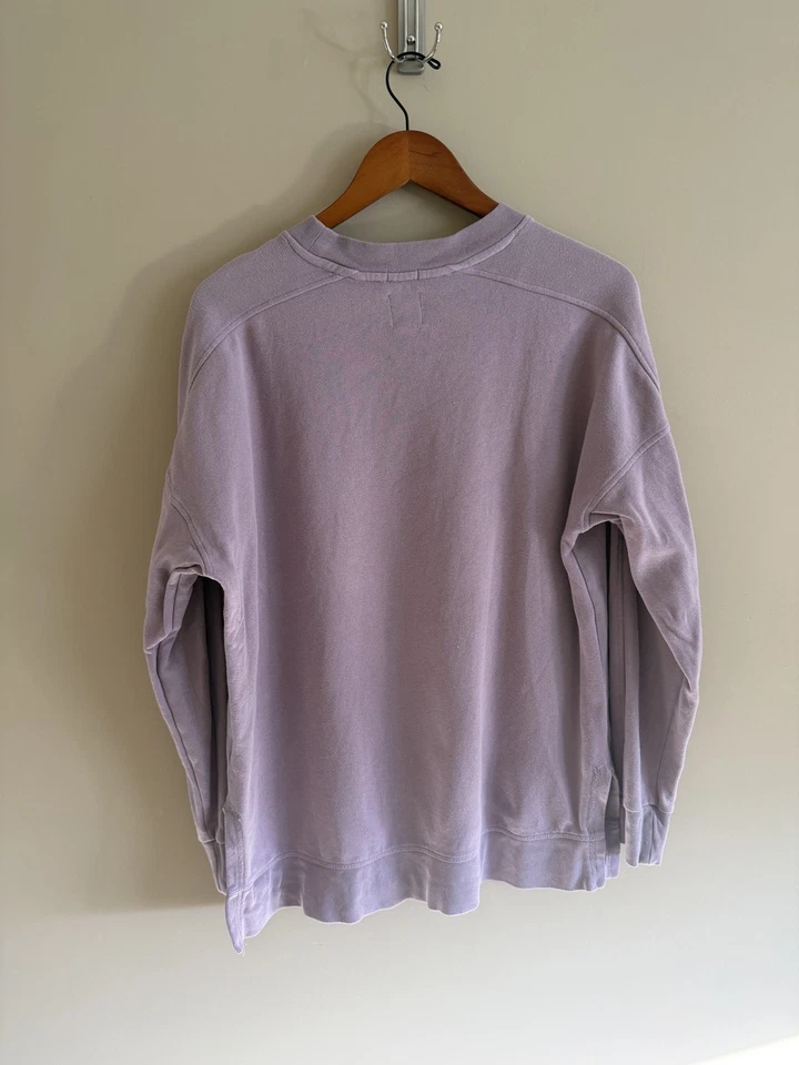 Gap Women’s Split Hem Longsleeve Sweatshirt Elderberry Purple Pullover Med Tall - Image 3 of 4