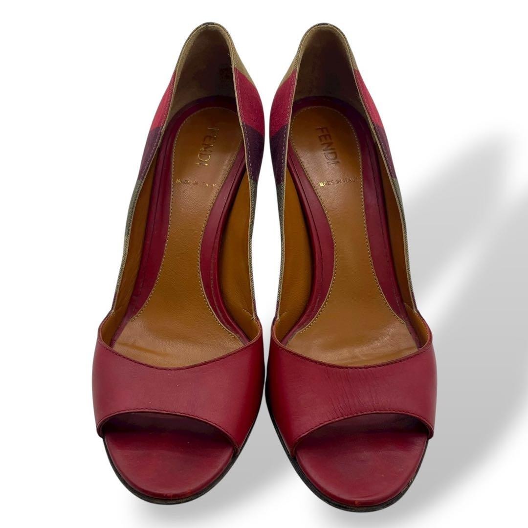 FENDI Pumps Heel EU36/US6 Red Leather Stripe Open Toe 02346i thumbnail 20