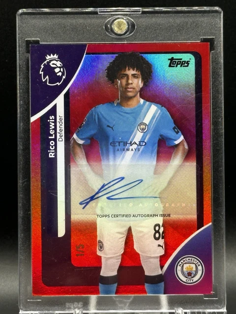2025 2026 Topps Premier League Rico Lewis AUTO Red Foil 1/5 Manchester City SP