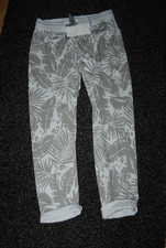 JUVIA Hose Sweatpants Damen Gr. S weiß-taupe, 50% BW breiter Bund NEU