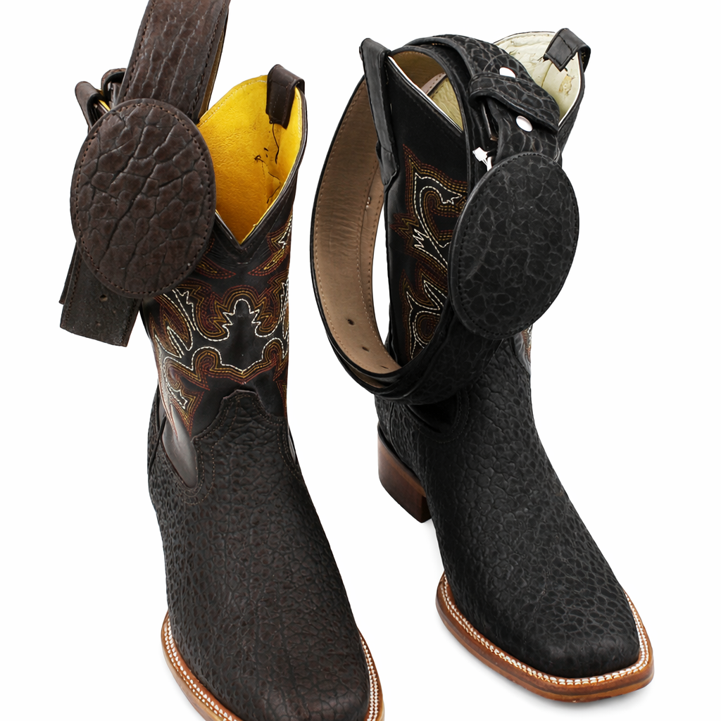 Men Genuine Bull Shoulder Leather Cowboy Western Rodeo BOOTS  display picture 2