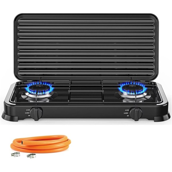 Cocina Hornillo de gas portatil para camping con 2 quemadores, 30 – 50 mbar, c