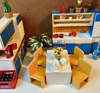 Puppenhaus Küchenzeile 70er Jahre Bodo Hennig blau - Bild 1 von 4