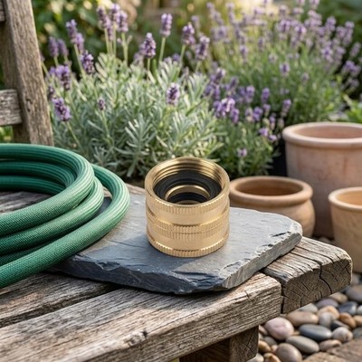 Brass 3/4 Double Female Threaded Garden Hose Coupler with Functional Gasket
