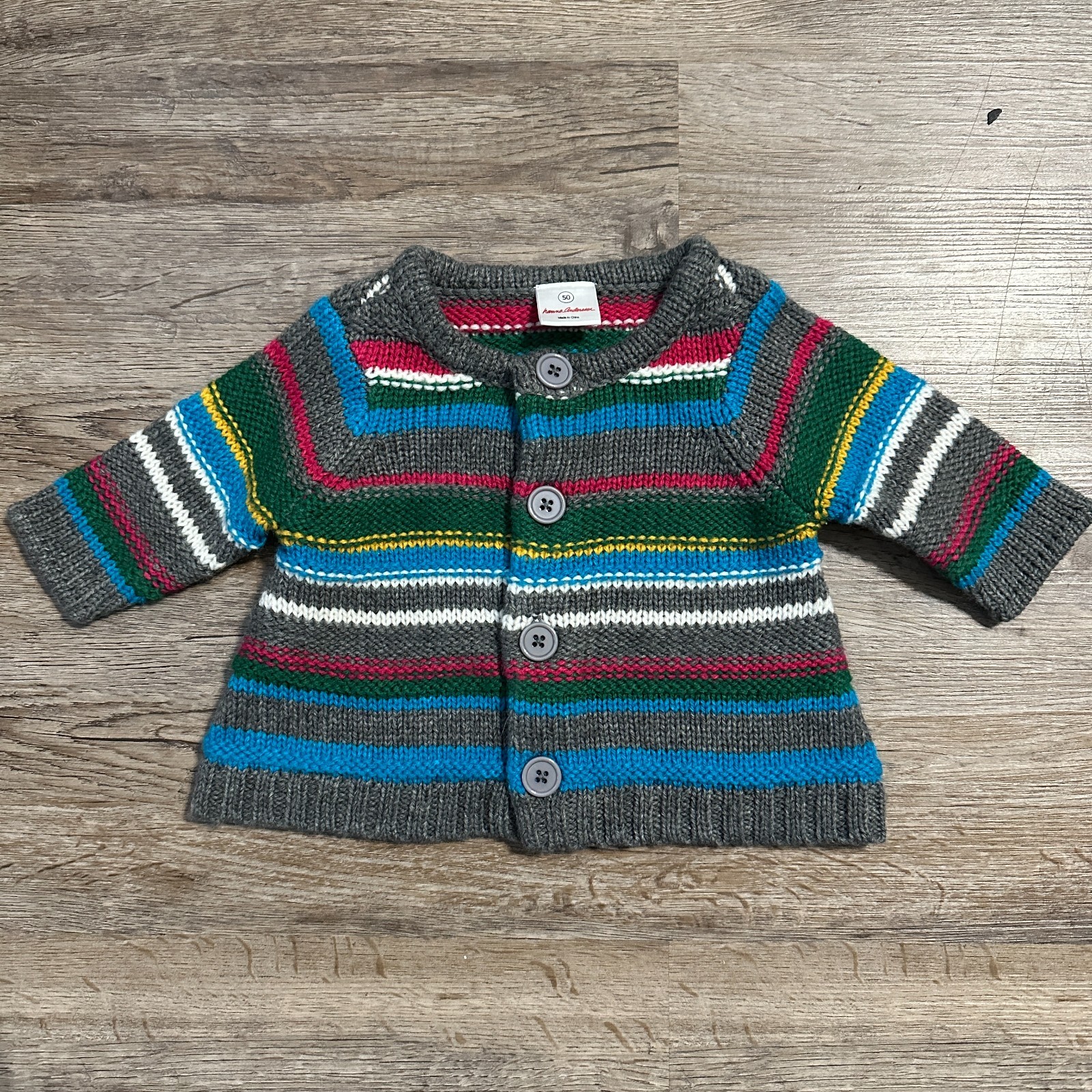 Hanna Andersson Baby Girl 50 cm 0-3 Months Cardigan Sweater Stripes Knit Cotton