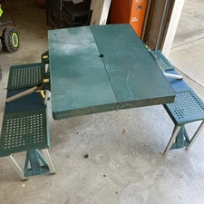 Vintage Portable Folding Picnic Camping Table Bench Stool Set Academy Broadway