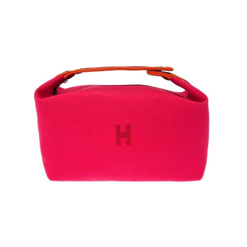 HERMES Paris Bride à Brac PM Hibiscus Pink Canvas Pouch Handbag Authentic Used