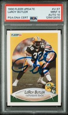 1990 PACKERS Leroy Butler signed ROOKIE card Fleer Update #U-97 PSA 9 AUTO 10