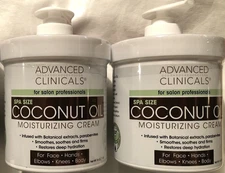 2x16 oz = 2 lbs Advanced Clinicals Spa Size Coconut Oil Cream Skin Moisturizing