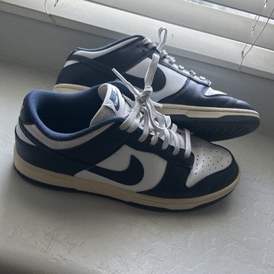 Nike Dunk Low Vintage Navy Blue/White Leather Low Top Sneakers DD1503-115