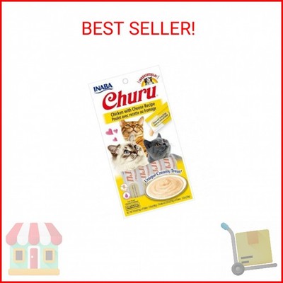 INABA Churu Cat Treats, Grain-Free, Lickable, Squeezable Creamy Purée Cat Treat/