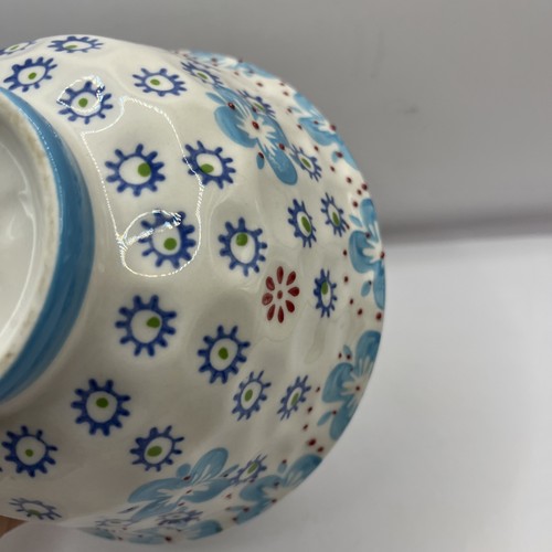 3 ciotole per cereali zuppa in gres Boemia firmate casalinghi fiori blu teal ora - Foto 14 di 15
