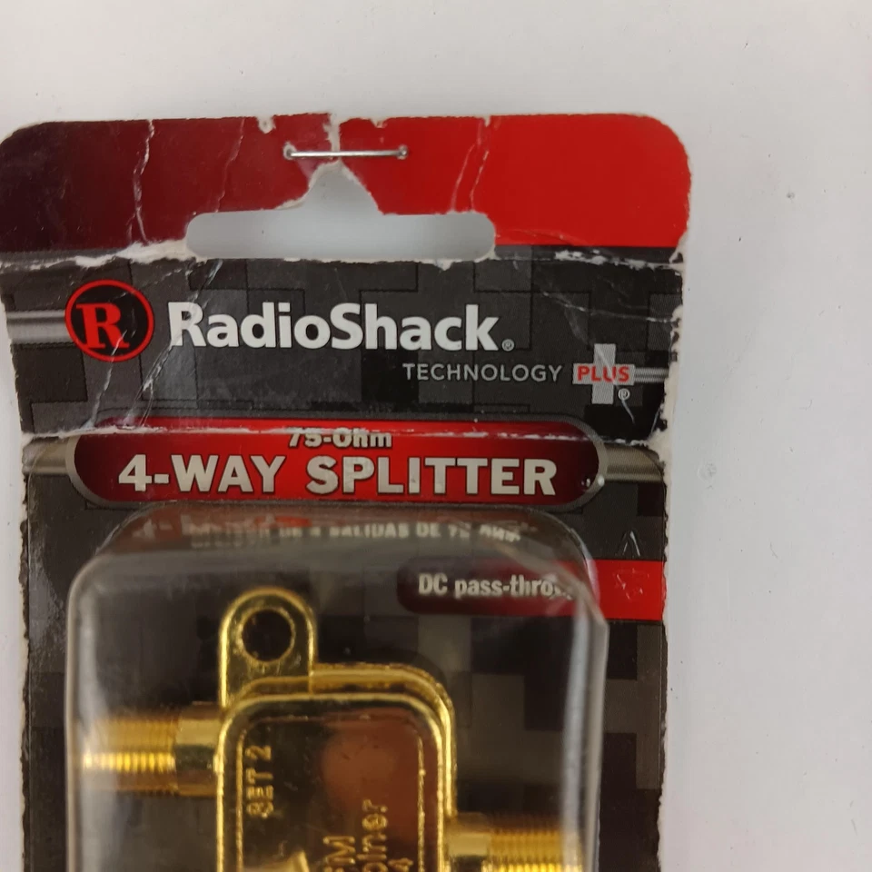 RadioShack 4-Way Splitter 75 Ohm Gold Plated Coaxial TV Cable Adapter New Sealed - Image 2 of 4