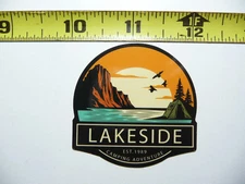LAKESIDE SUNSET LAKE SMALL STICKER DECAL HIKING CAMPING WOODS GEAR PARK