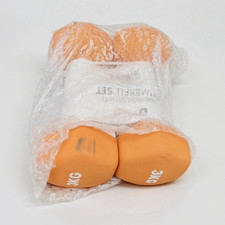 Orange Fixed Weight Dumbbells Set of 2, 3kg Hand Weights for Unisex Adults