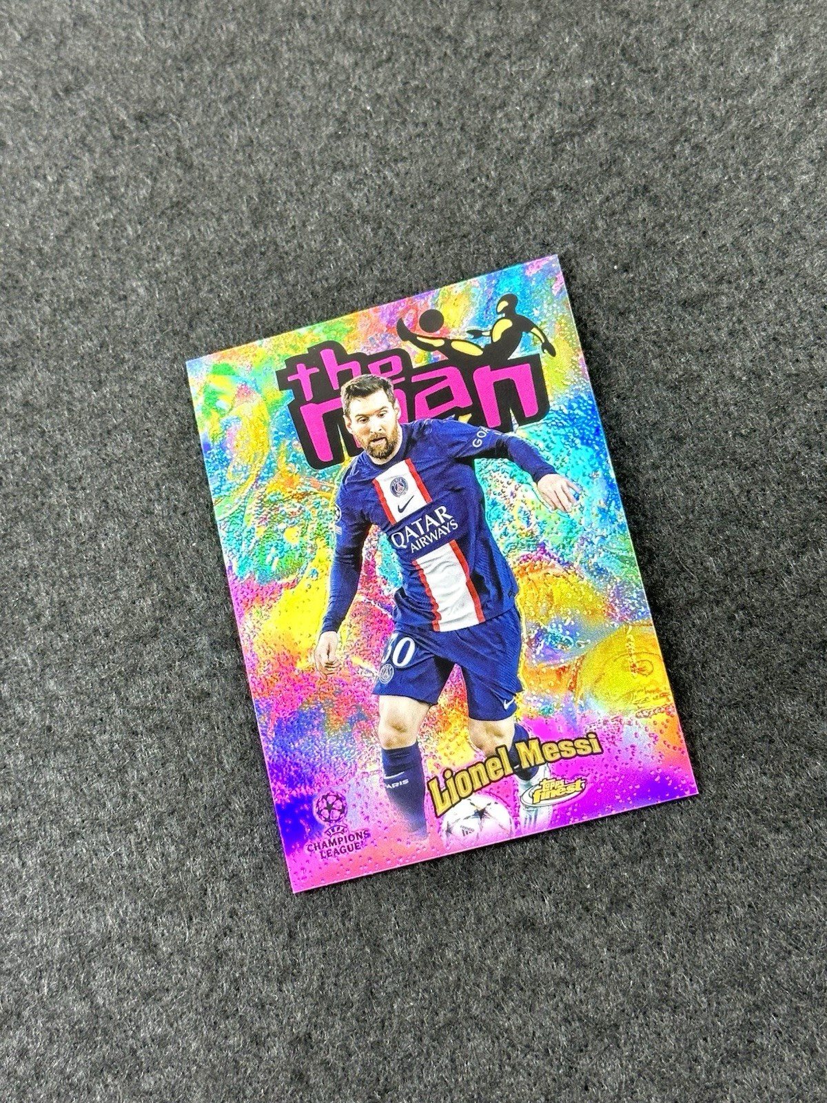 2022-23 Topps Finest UEFA Lionel Messi The Man Refractor Case Hit SSP #FTM-9 PSG view 2