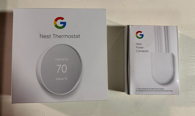 Google Nest Smart Thermostat and Power Connector Bundle. White  - GA01334-US