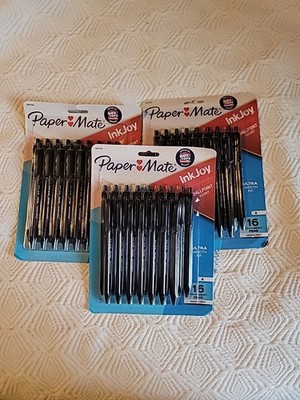Lot of 3 Paper Mate InkJoy 100RT Retractable Ballpoint Pen Med. Point Black 16c