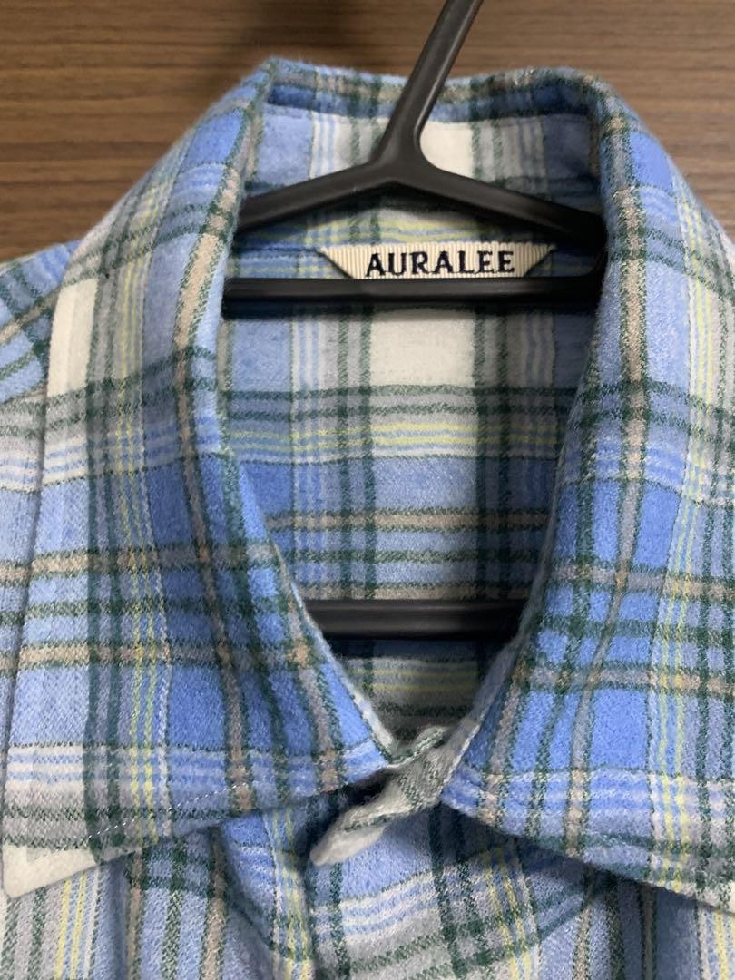 AURALEE オーラリー 24AW AIRY WOOL CHECK SHIRT AURALEE: Yellow & Gray Airy Wool Check Shirt | SSENSE
