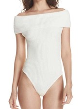 NWT Free People Ivory Off Shoulder Bodysuit Top Women's Size S